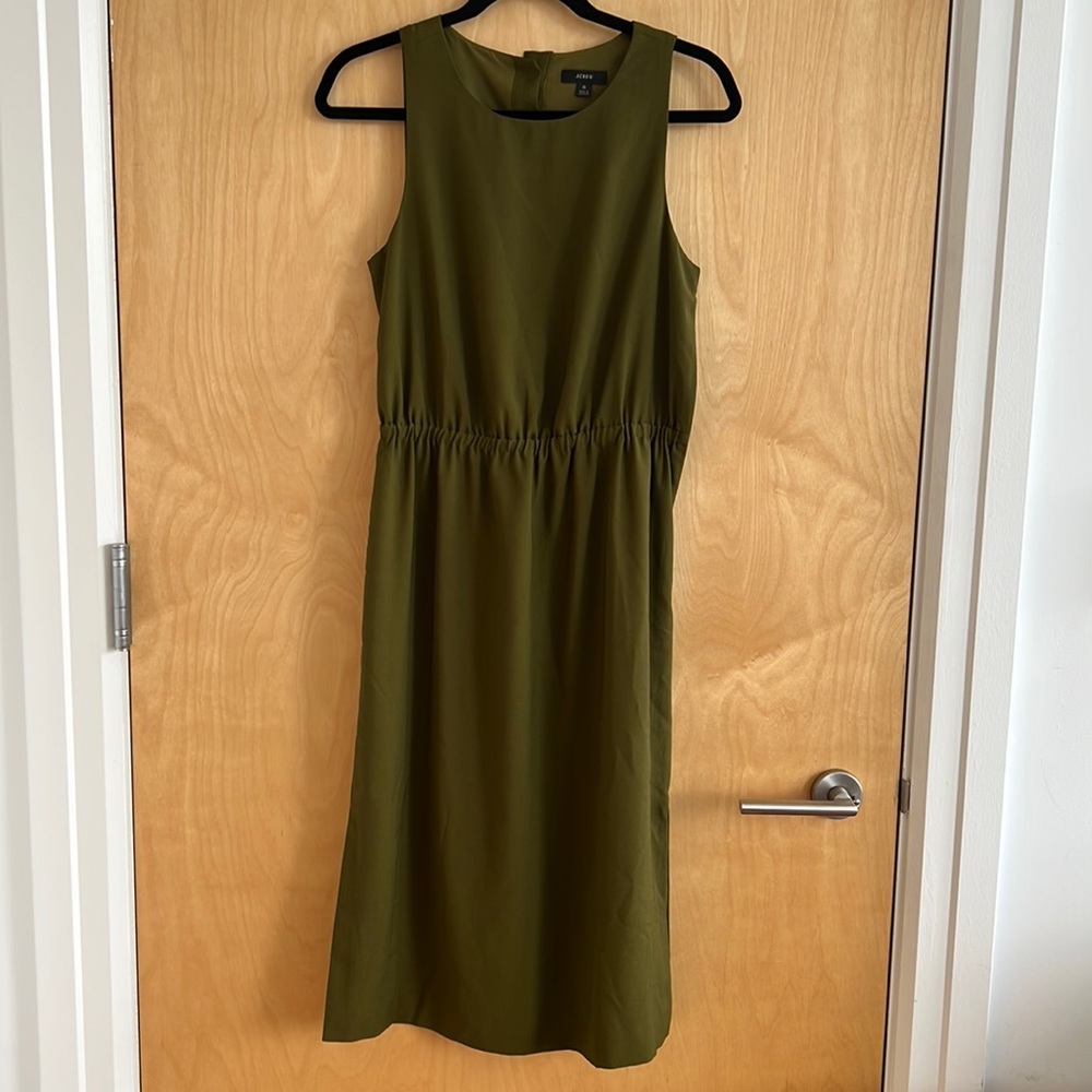 J Crew Olive Green Midi Dress